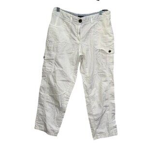 Tommy Hilfiger Womens White Cargo Capri Pants Size 6 Cotton Casual Outdoor Wear